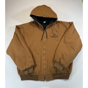 Vintage ASW Hooded Work Jacket Distressed Duck Canvas USA Made XL